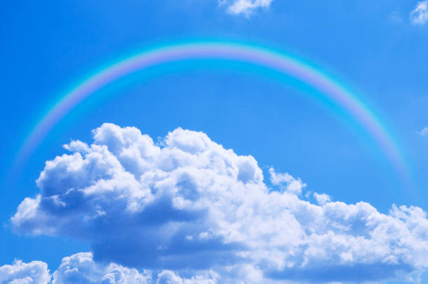 istock Blue sky and white clouds and the Rainbow 844930828
