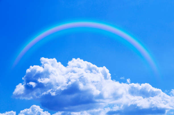istock Blue sky and white clouds and the Rainbow 844930888