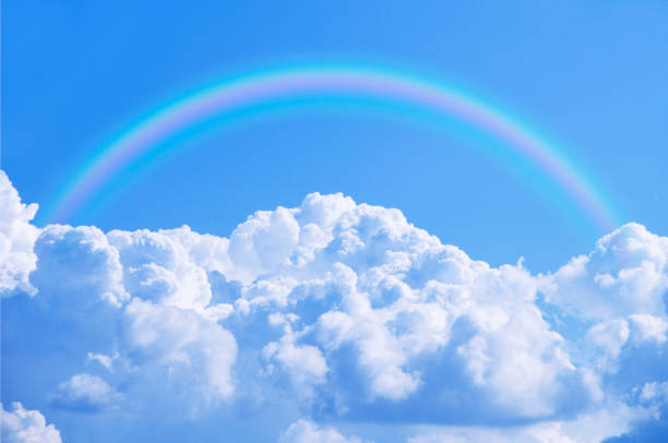 istock Blue sky and white clouds and the Rainbow 844931316