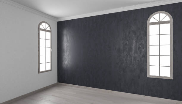 istock Black and White Walls with Arched Windows 844937074