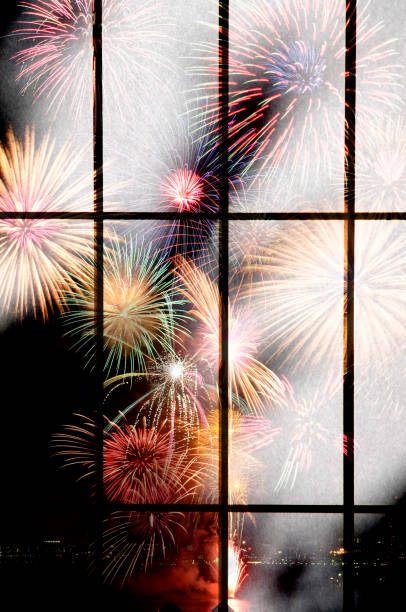 istock Shoji screens with Fireworks 844937104