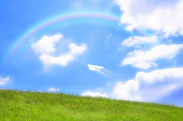 istock Meadow and a paper airplane 844937722