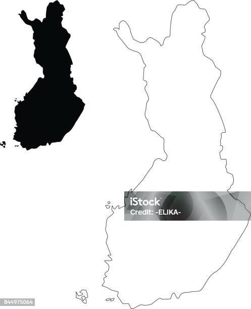 Finland Map Stock Illustration - Download Image Now - Finland, Map, Black Color