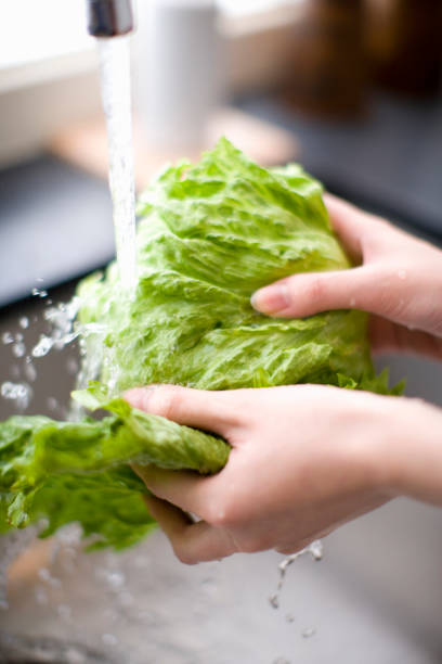 Women washing vegetables