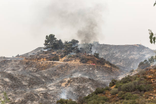 istock La Tuna wildfire in Los Angeles, CA burning a structure 844977496