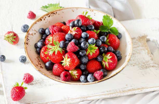 istock Sweet berries mix on plate 845002730