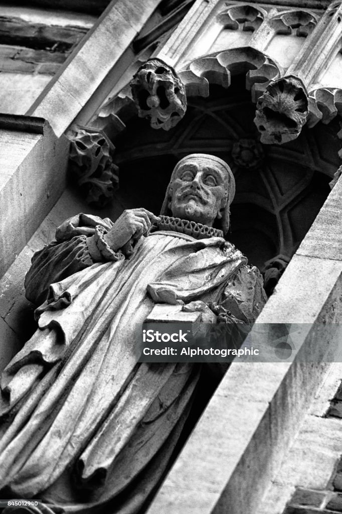 St John's College, Cambridge The elaborate carved statues on the outside of St John's College, Cambridge, UK. Architecture Stock Photo