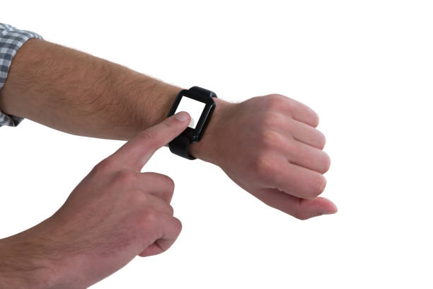istock Close-up of man wearing smartwatch 845013810