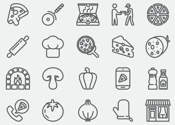 Vector illustration of Pizza Line Icons