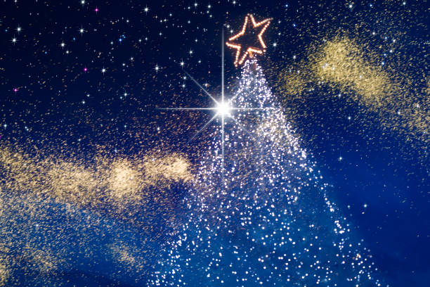 Christmas tree in the starlit sky