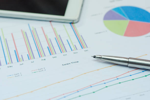 istock Data analyzing sheet. with calculator mobile phone and pen. from charts and graph to find out the result. 845032072