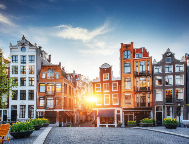 istock Beautiful tranquil sunset view of Amsterdam. 845036232