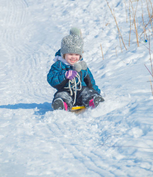 istock snow hill with the child rides 845041364