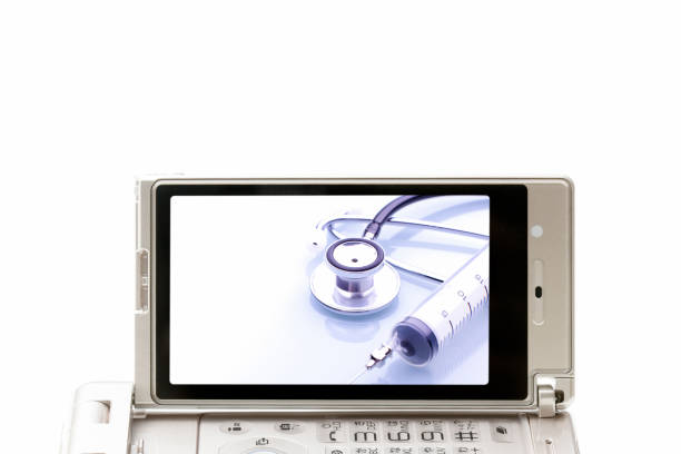 istock Reflected on your mobile screen with a stethoscope and syringes 845041400