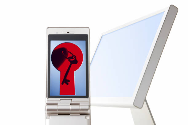 istock On the mobile screen keys and Keyhole and PC 845047752