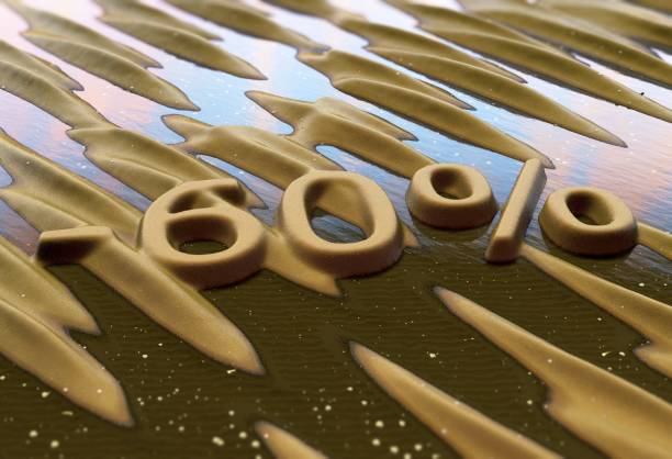 istock Sixty percent reduction written on sand. 845051696