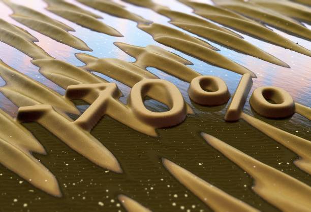 istock Seventy percent reduction written on sand. 845052732