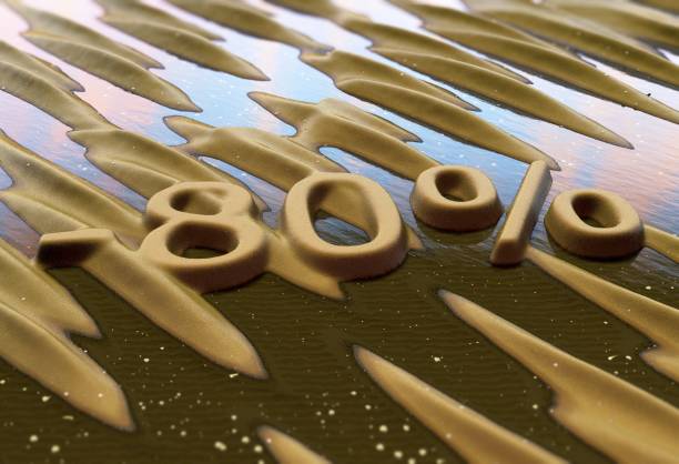 istock Eighty percent reduction written on sand. 845052740