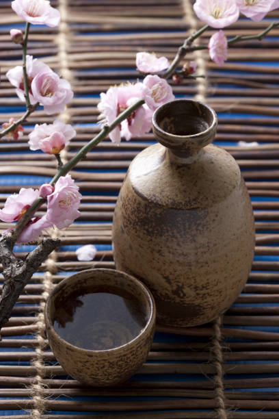 istock Sake and plum flowers 845053454