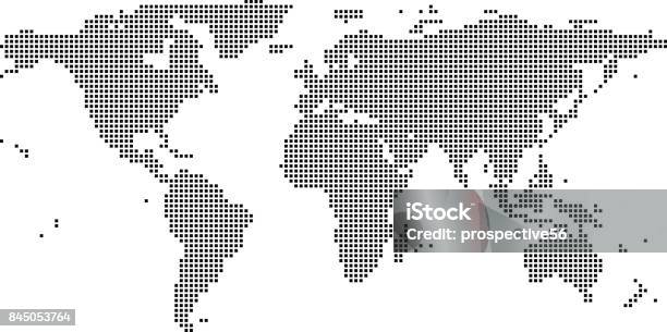 Highly Detailed World Map Dots Dotted World Map Vector Outline Pixelated World Map In Black And White Illustration Background Stock Illustration - Download Image Now
