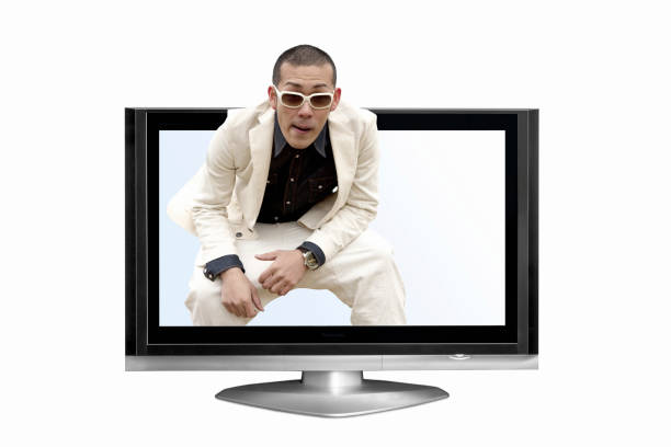 istock Men come from the LCD TV 845058532