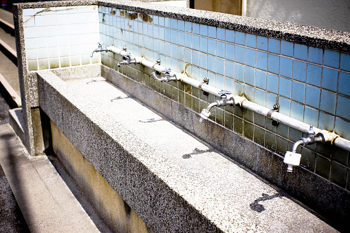 Drinking fountains in the schoolyard