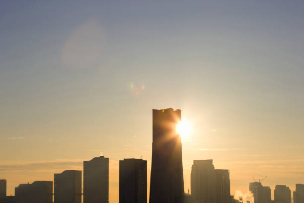 Minato Mirai buildings and sunrise