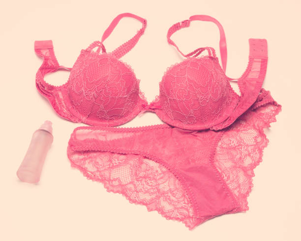 istock Lace lingerie set with perfume in vintage style 845069054