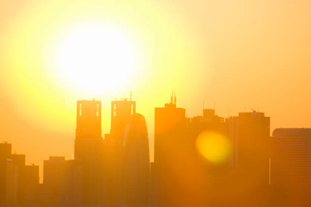istock Shinjuku skyscrapers and Sun 845069324