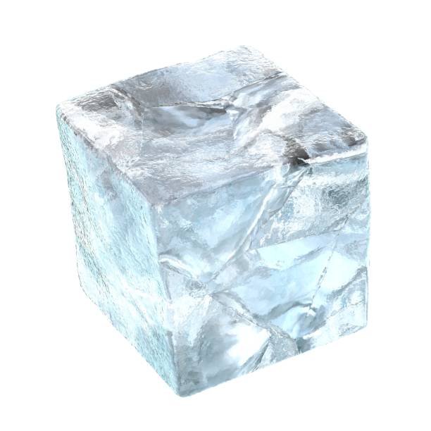 Cracked Ice Cube Isolated On White Background Stock Photo