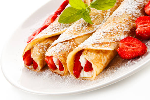 istock Crepes with strawberries and cream 845073990