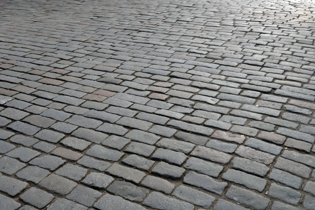 istock Abstract background of old cobblestone pavement 845085170