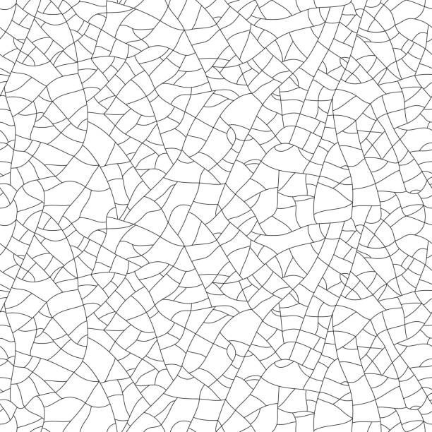 Craquelure, seamless linear pattern. Stylish texture with repeating lines randomly. Grunge texture, consisting of fine cracks on the glazed surface. Vector Craquelure, seamless linear pattern. Stylish texture with repeating lines randomly. back scratch stock illustrations