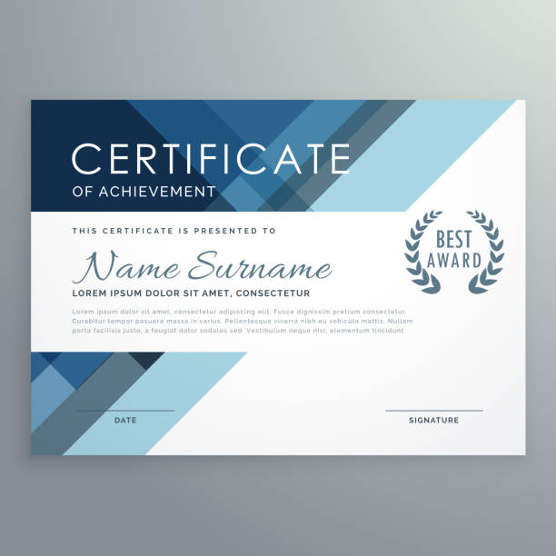 blue certificate design in professional style blue certificate design in professional style certificate templates stock illustrations