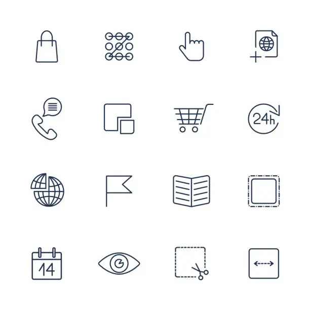 Vector illustration of Thin line icon set. Icons for web, apps, programs and other