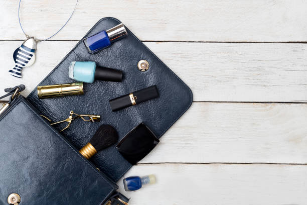 istock Cosmetics and accessories are dark blue. Mockup 845102494