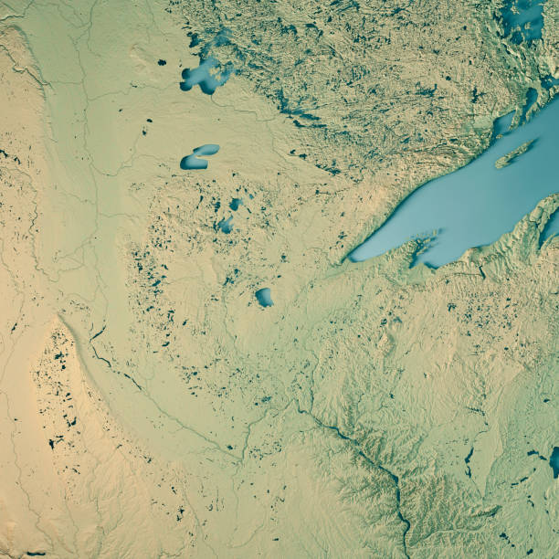 carte topographique de la minnesota state usa rendu 3d - leech photos et images de collection