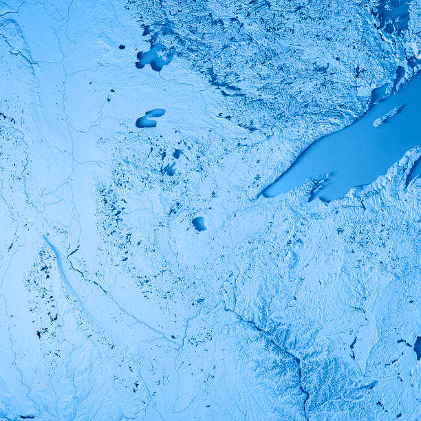 usa minnesota state rendu 3d carte topographique bleu - leech photos et images de collection
