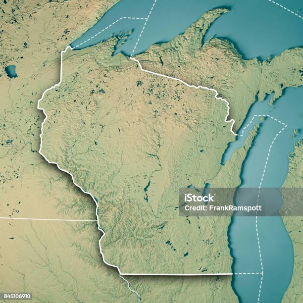 Wisconsin Height Map Wisconsin State Usa 3d Render Topographic Map Border Stock Photo ...