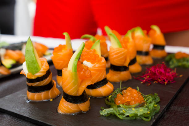 istock salmon sushi nigiri with caviar and avocado 845110144