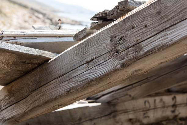istock Old wooden roof structure 845119634