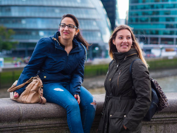 istock Two girls on the Tower Bridge in London 845125594