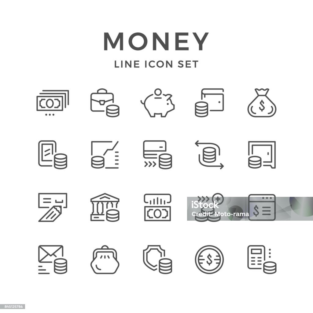 Set line icons of money Set line icons of money isolated on white. Vector illustration Icon Symbol stock vector