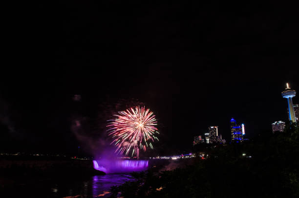 istock Fireworks over Illuminated Niagara falls seen from Canadian side during summer night 845134638