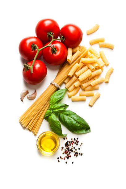 ingredientes para pratos de massa italiana  - tomato vegitable isolated food - fotografias e filmes do acervo
