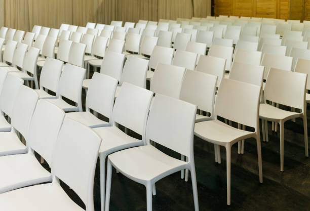 istock Presentation chairs in hall room at exibition 845142050