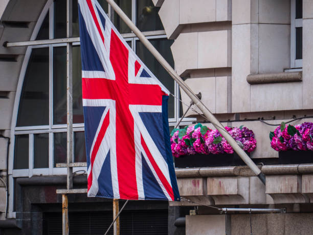 istock British Flag on a building in London 845143004