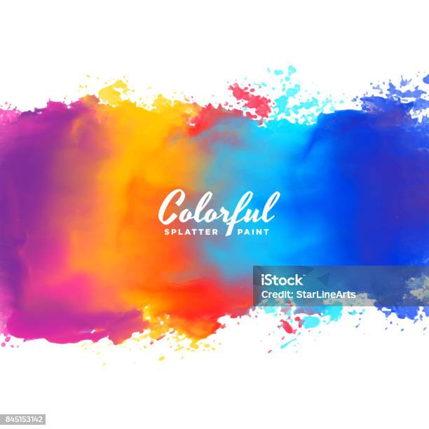 Aquarell Hintergrund Hand Farbe Splash In Vielen Farben Stock Vektor Art und mehr Bilder von Spritzendes Wasser