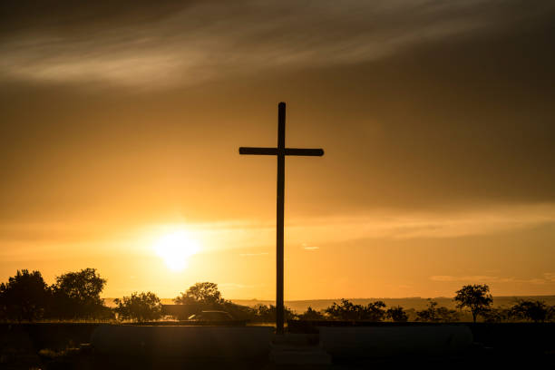 Brasilia Brazil. Photo of May 16, 2015. Photo taken in a late afternoon in the city of Brasília, taking the Plaza do Cruzeiro as scenery. In the image we can see a great cross, the vegetation and the sun.