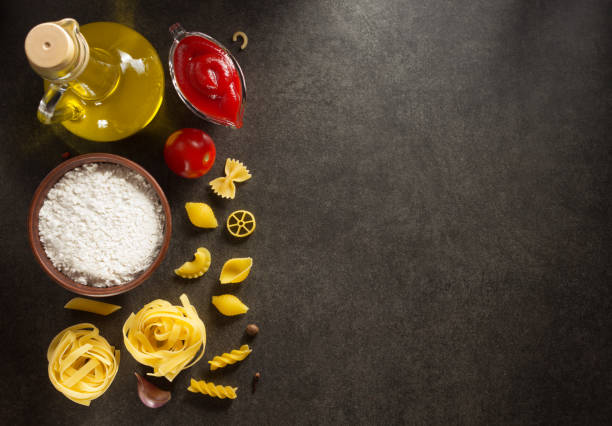 istock Pasta and food ingredient on table 845154552